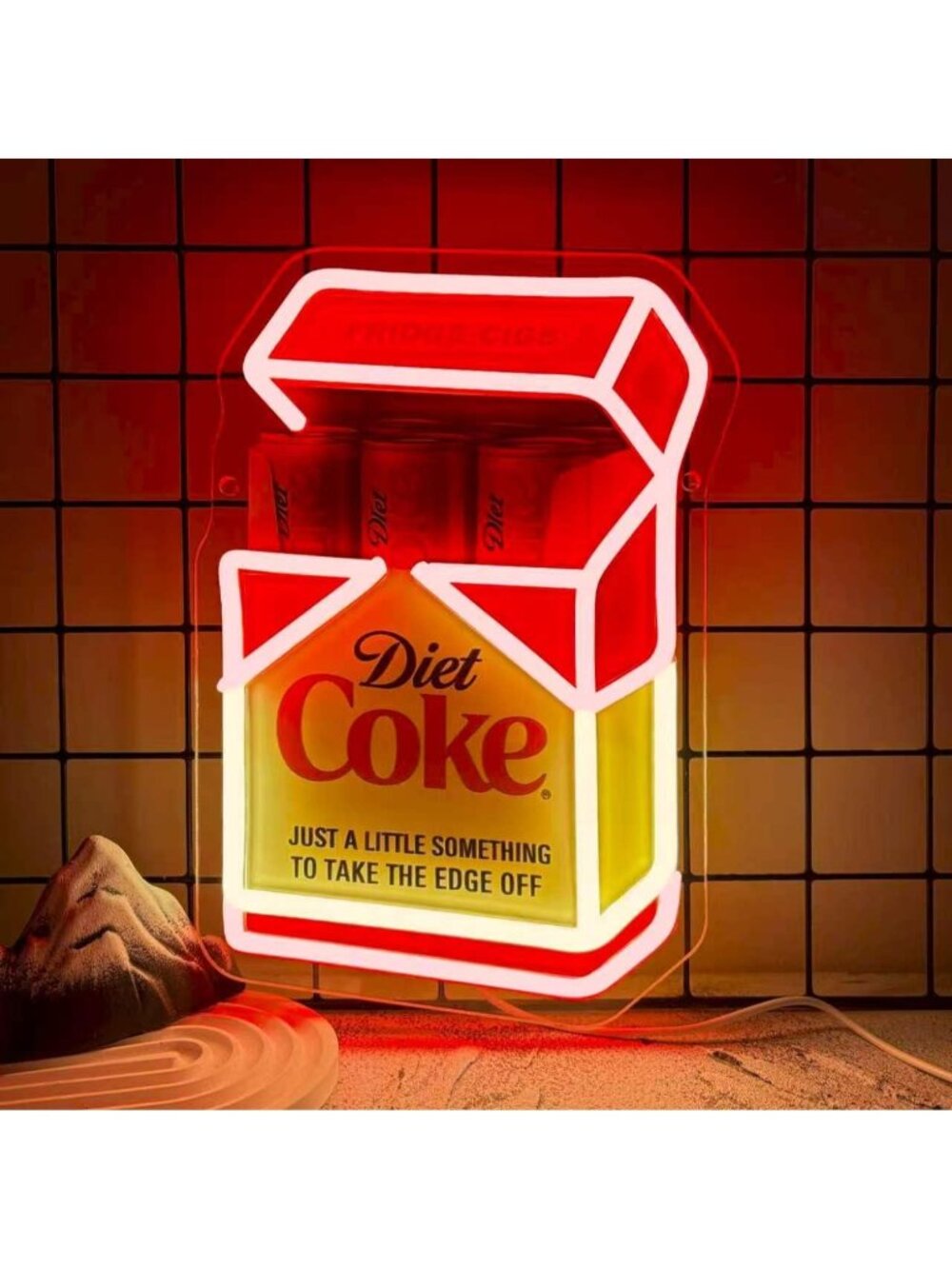 Diet Coke Neon Sign Acrylic Red & Warm White Dimmable LED Light Fridge Cigs